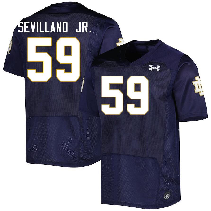 Men #59 Sean Sevillano Jr. Notre Dame Fighting Irish College Football Jerseys Stitched-Navy